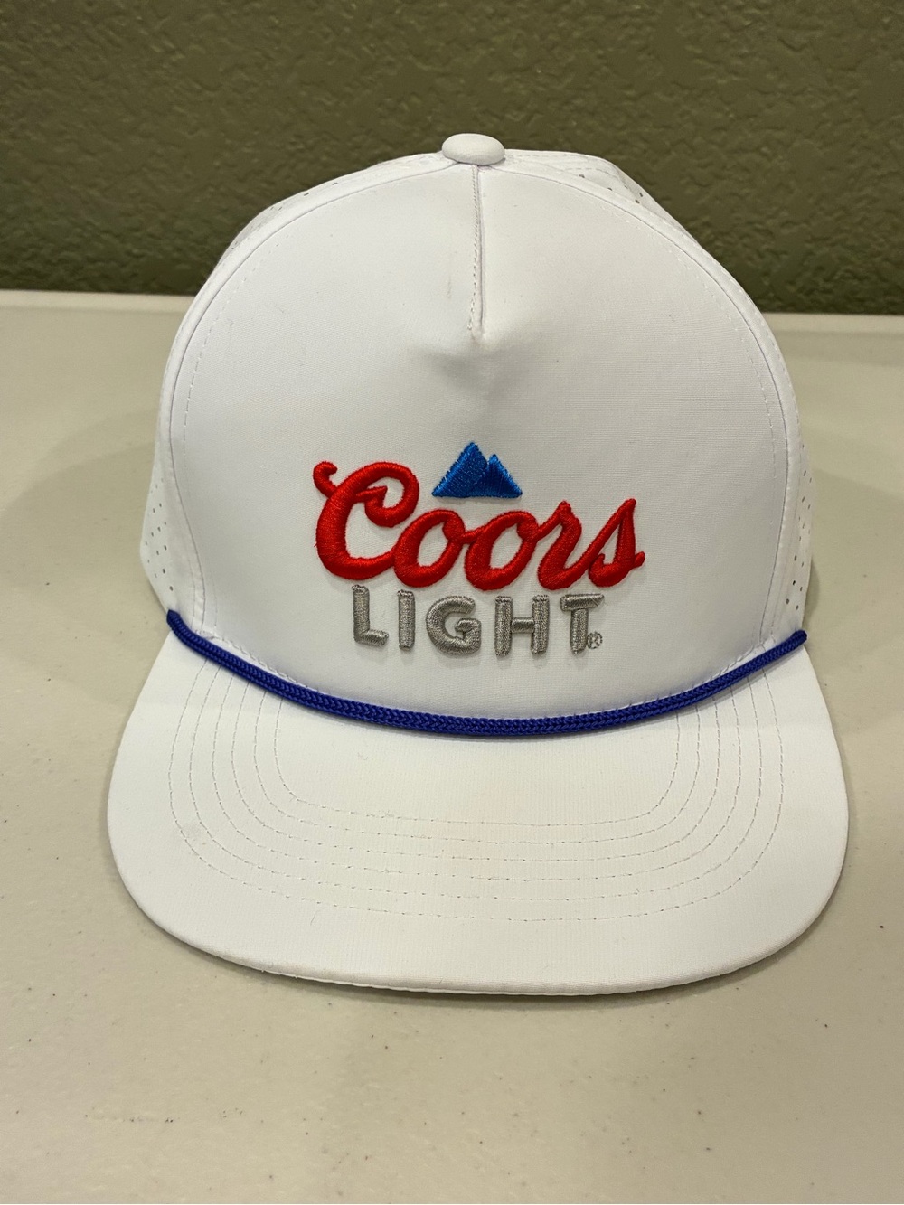 Coors Light Golf Hat Snapback Roped White w/Blue Rope Mesh Back Promo